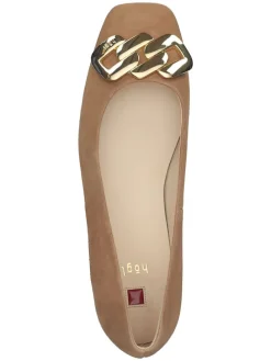 Leder-Ballerinas in Hellbraun