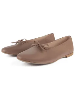 Leder-Ballerinas in Hellbraun