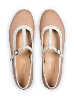 Leder-Ballerinas in Hellbraun/ Beige