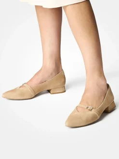 Leder-Ballerinas in Hellbraun