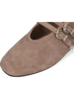 Leder-Ballerinas in Hellbraun