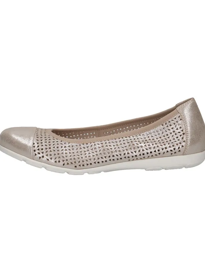 Leder-Ballerinas in Hellbraun/ Grau