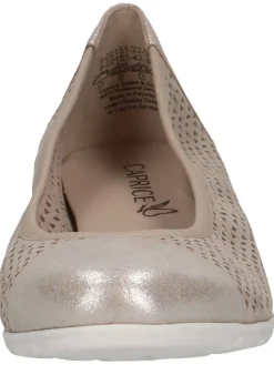 Leder-Ballerinas in Hellbraun/ Grau