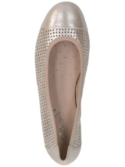 Leder-Ballerinas in Hellbraun/ Grau