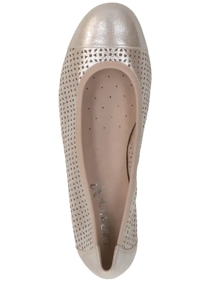 Leder-Ballerinas in Hellbraun/ Grau