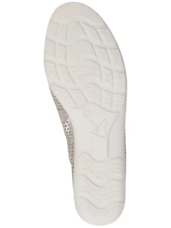 Leder-Ballerinas in Hellbraun/ Grau