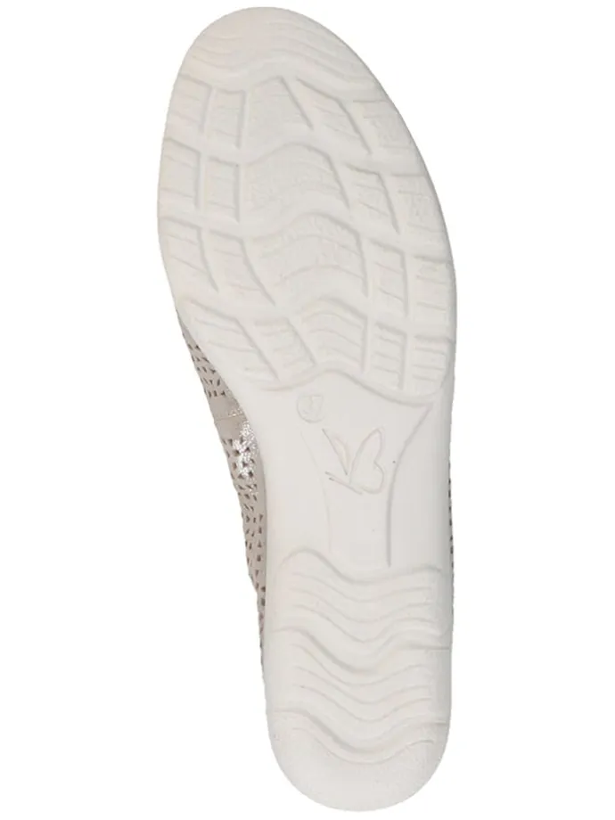 Leder-Ballerinas in Hellbraun/ Grau