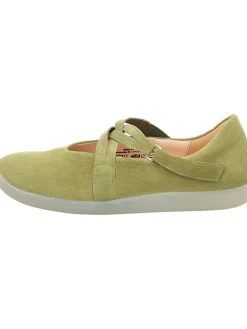 Leder-Ballerinas in Khaki
