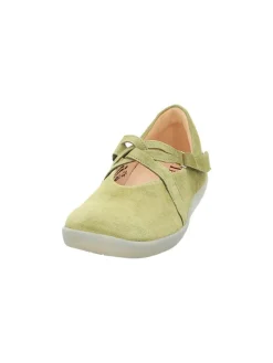 Leder-Ballerinas in Khaki