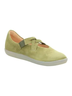 Leder-Ballerinas in Khaki