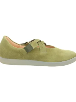 Leder-Ballerinas in Khaki
