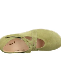 Leder-Ballerinas in Khaki