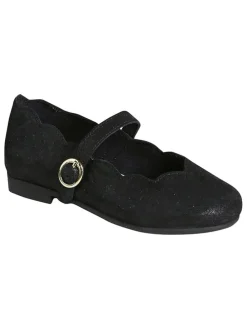 Leder-Ballerinas in Schwarz