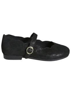 Leder-Ballerinas in Schwarz