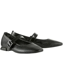 Leder-Ballerinas in Schwarz