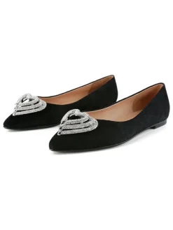 Leder-Ballerinas in Schwarz