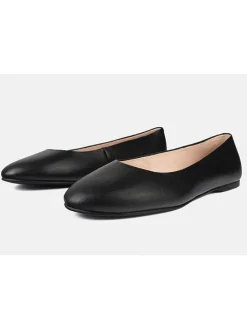 Leder-Ballerinas in Schwarz