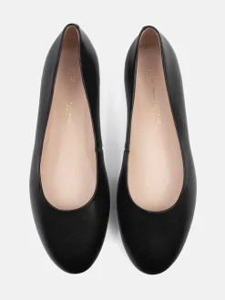 Leder-Ballerinas in Schwarz