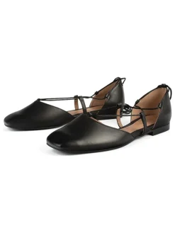 Leder-Ballerinas in Schwarz