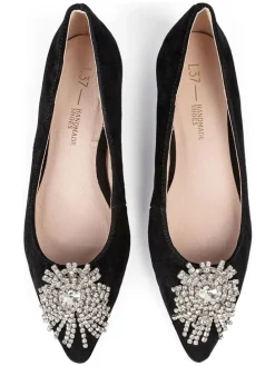 Leder-Ballerinas in Schwarz