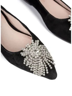 Leder-Ballerinas in Schwarz