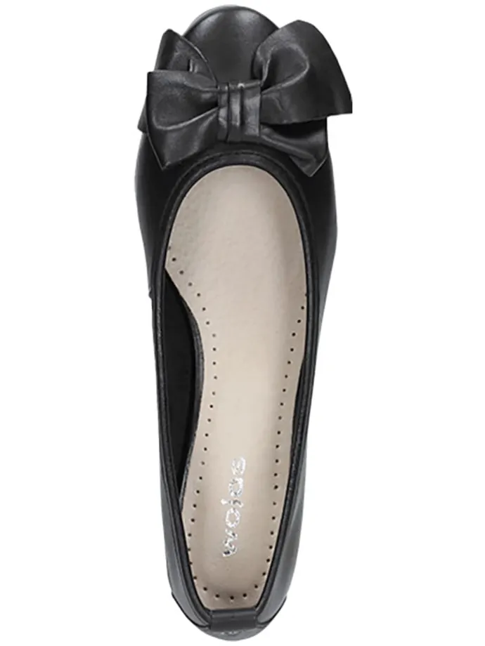 Leder-Ballerinas in Schwarz