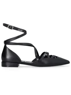Leder-Ballerinas in Schwarz
