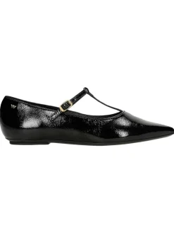 Leder-Ballerinas in Schwarz
