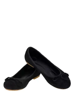 Leder-Ballerinas in Schwarz