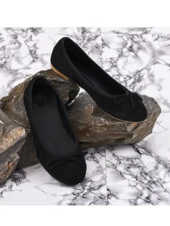 Leder-Ballerinas in Schwarz