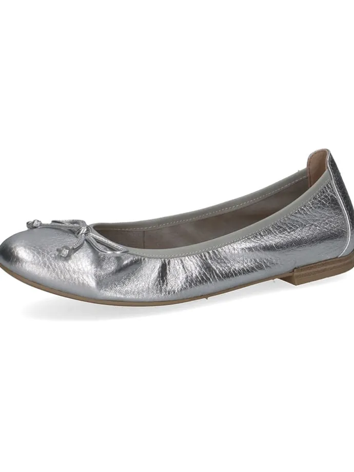 Leder-Ballerinas in Silber