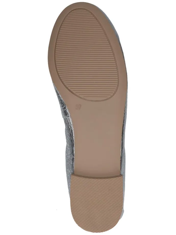 Leder-Ballerinas in Silber