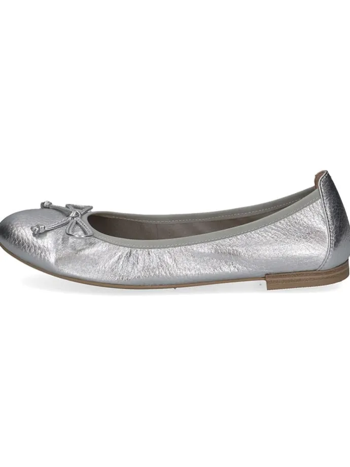 Leder-Ballerinas in Silber