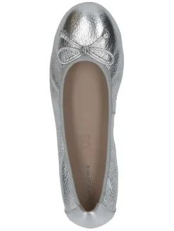 Leder-Ballerinas in Silber