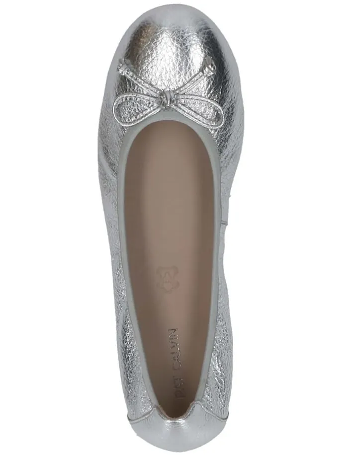 Leder-Ballerinas in Silber