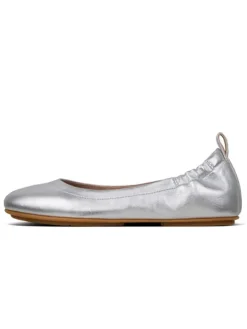 Leder-Ballerinas in Silber
