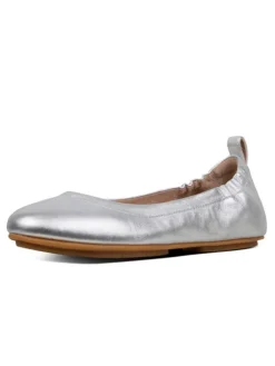 Leder-Ballerinas in Silber