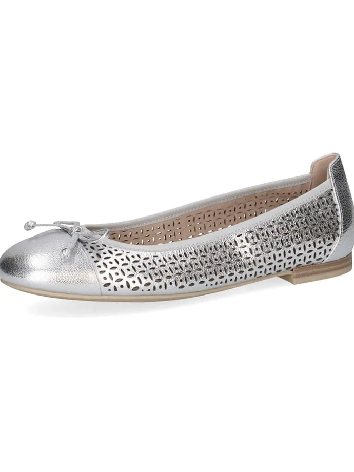 Leder-Ballerinas in Silber