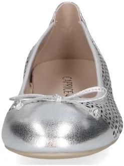 Leder-Ballerinas in Silber
