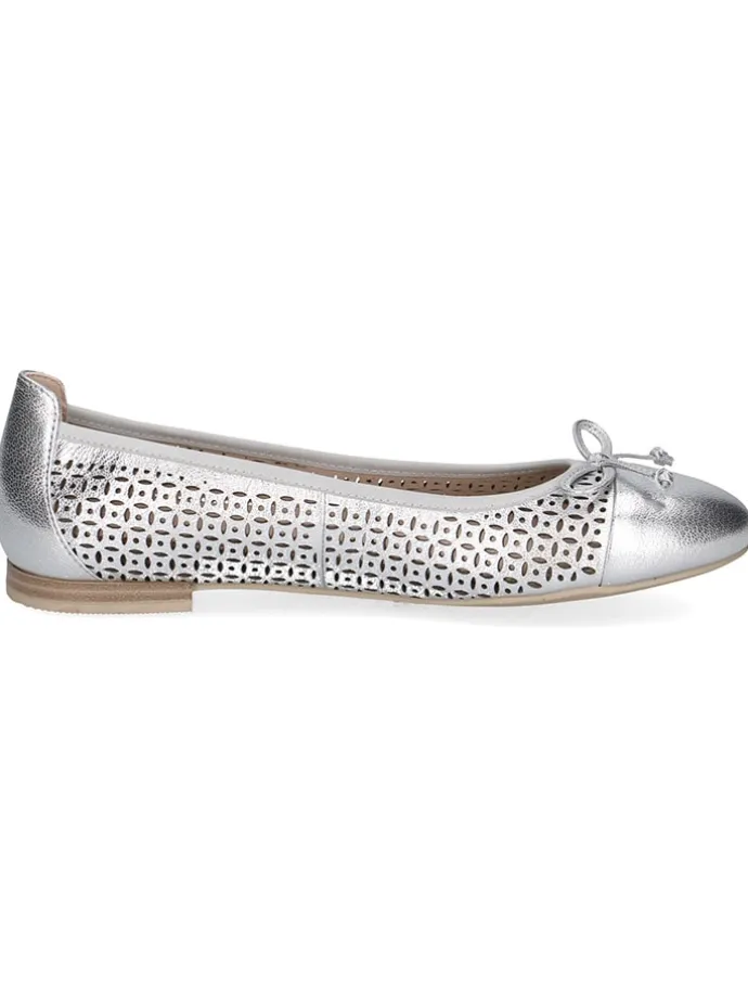 Leder-Ballerinas in Silber