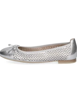 Leder-Ballerinas in Silber