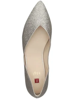 Leder-Ballerinas in Silber