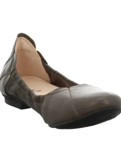 Leder-Ballerinas in Taupe