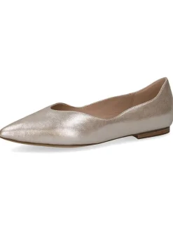 Leder-Ballerinas in Taupe
