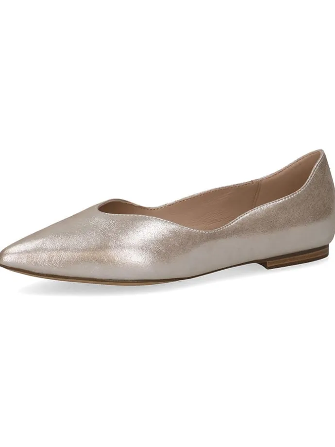 Leder-Ballerinas in Taupe