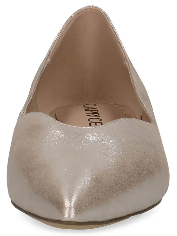 Leder-Ballerinas in Taupe