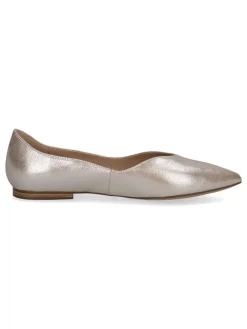 Leder-Ballerinas in Taupe