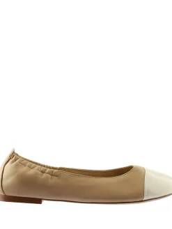 Leder-Ballerinas "Sylvie" in Hellbraun/ Creme