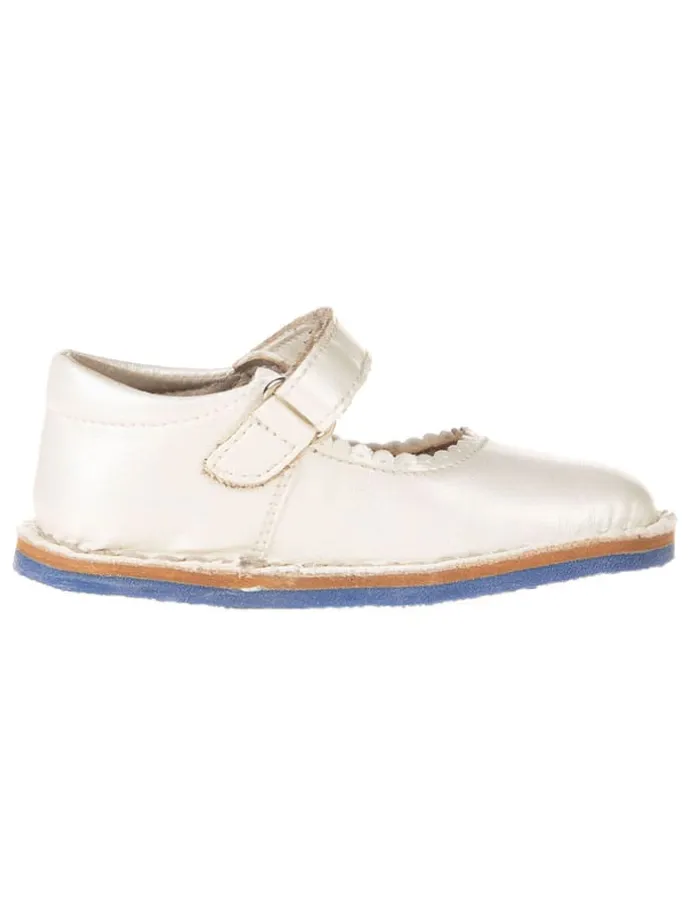 Leder-Barfuß-Ballerinas in Creme