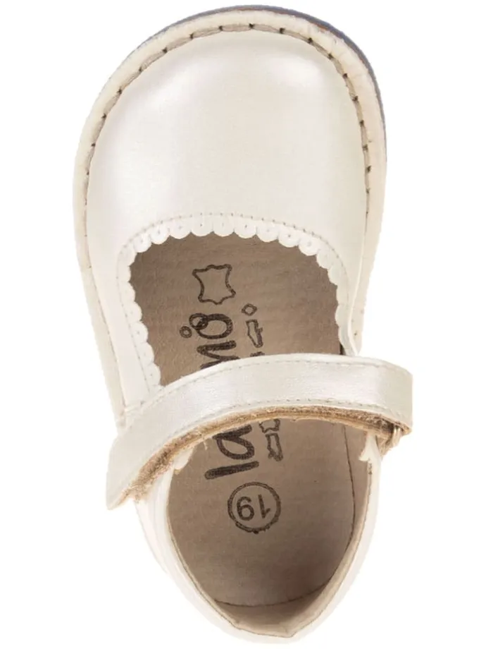 Leder-Barfuß-Ballerinas in Creme